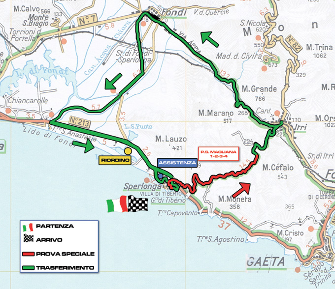 Percorso del rally ronde di Sperlonga